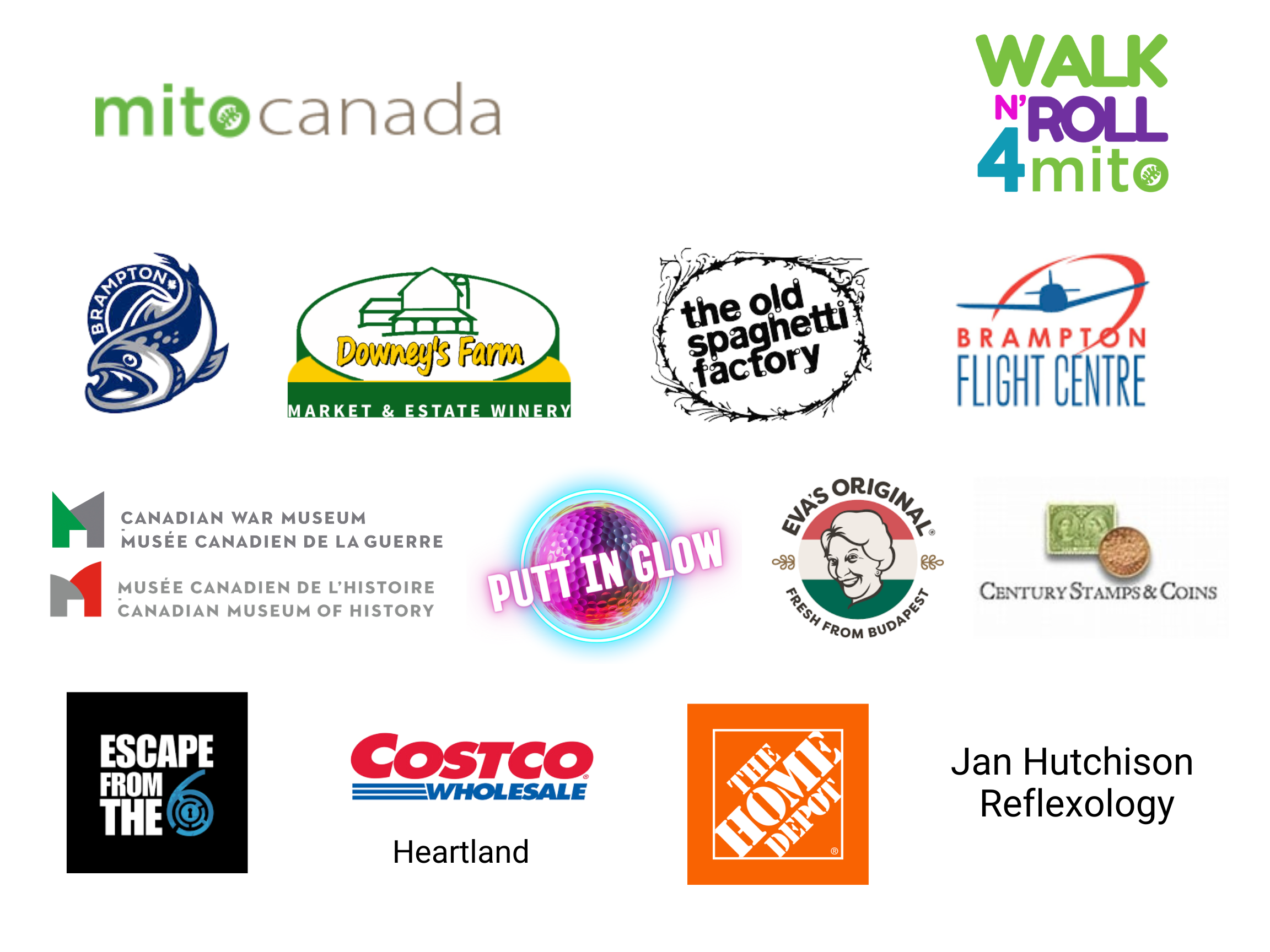 2025 Walk N' Roll 4 Mito Auction Sponsors Tableau avec les logos des sponsors  