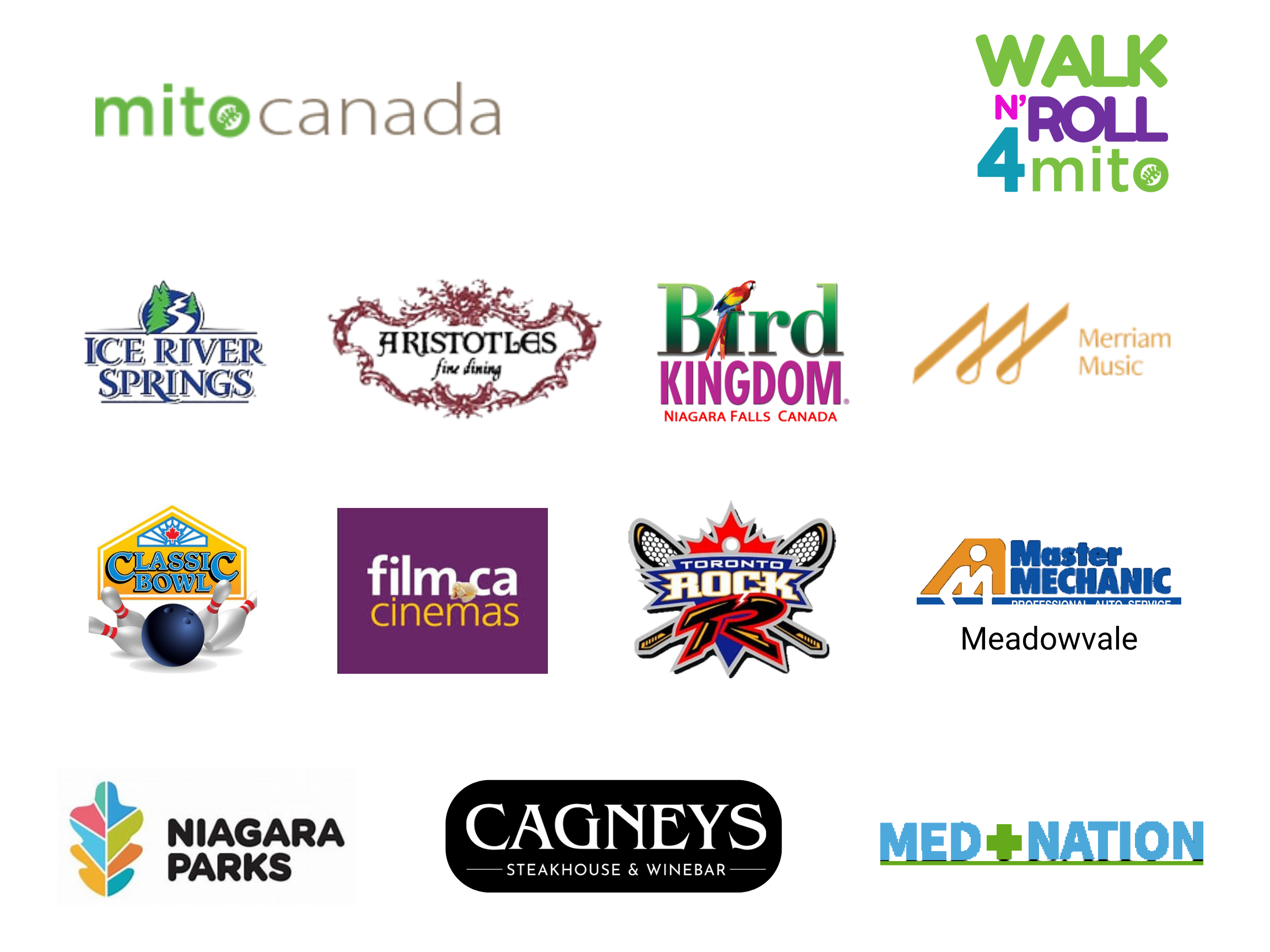 2025 Walk N' Roll 4 Mito Auction Sponsors Board with sponsor logos
