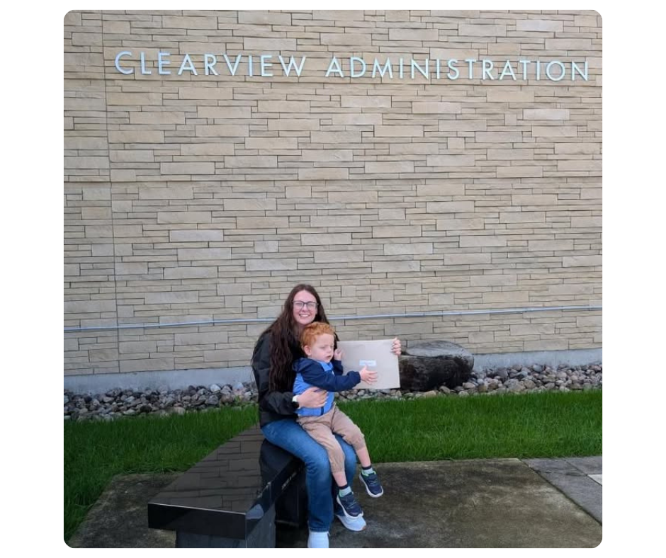 Courtney and Clyde with the Clearview County World Mitochondrial Disease Week Proclamation 2025